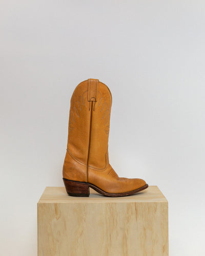 Vintage Boulet light brown leather cowboy boots. Women's size 5.5.