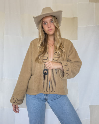 Vintage Western brown fringe sweater. Women's size medium.
